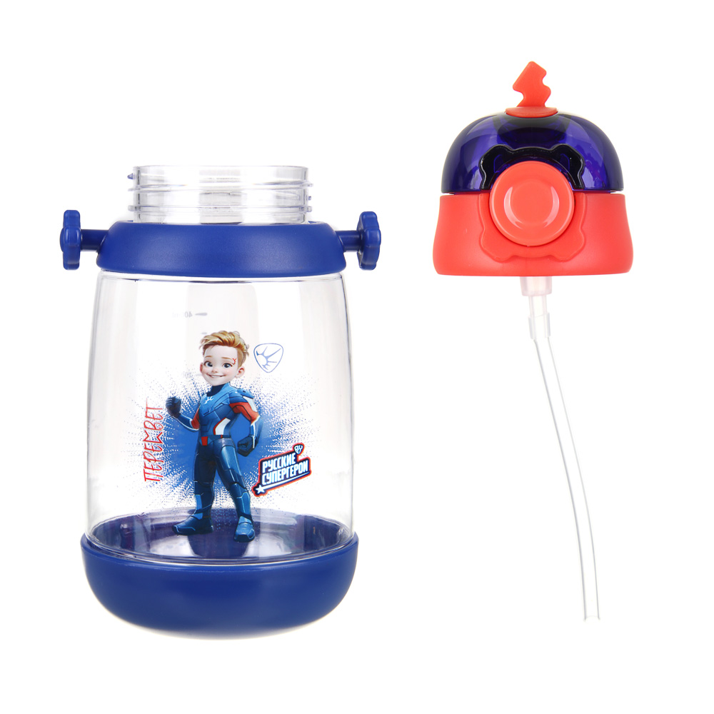 BY Русские Супергерои Бутылка детская с поильником, 8.5x19см,520мл,"Пересвет" PC, PP, силикон, арт.№ 088-105