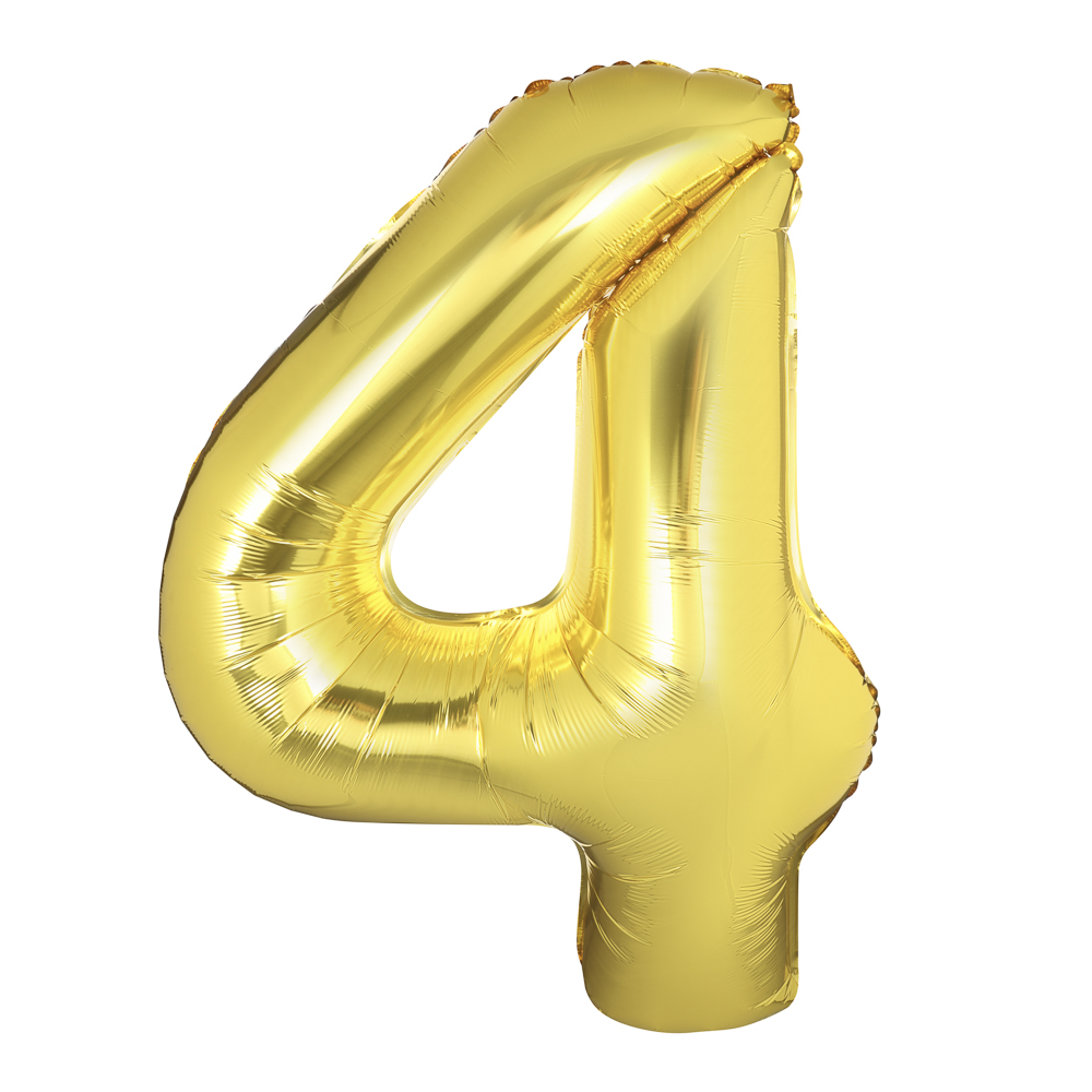 Шар воздушный Цифра "4", золотистый, фольга, 40'/101 см, арт.№ 518-304