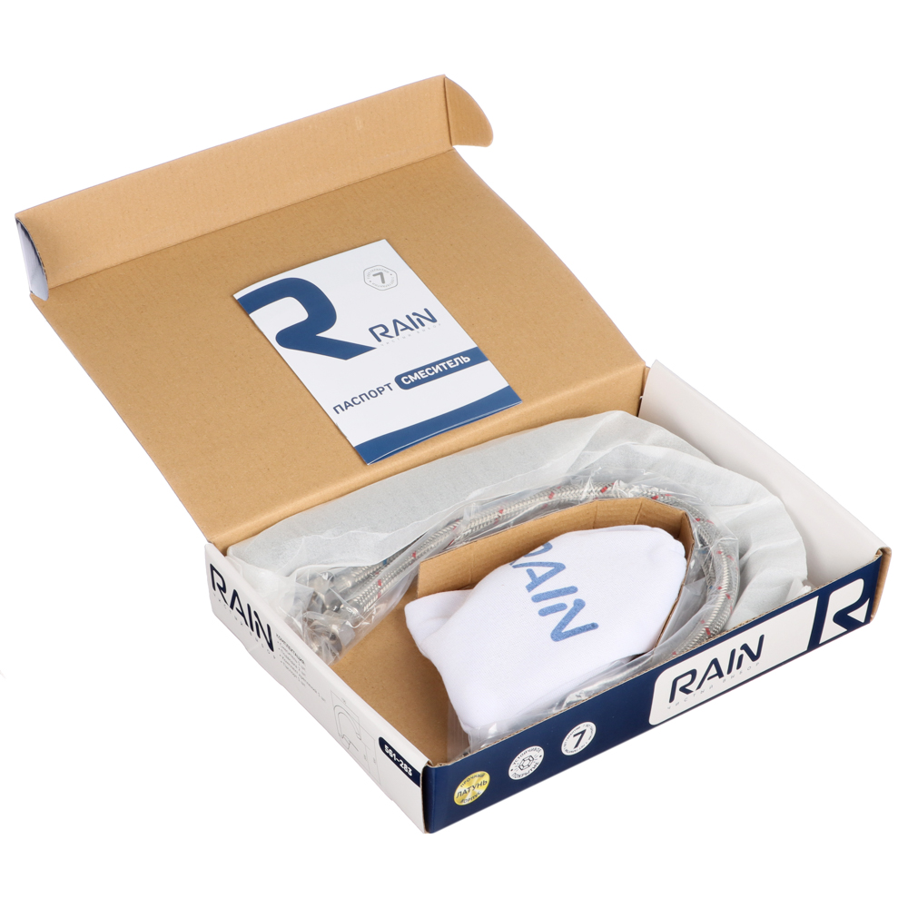 RAIN Смеситель для кухни Веста, высокий излив, картридж 35мм, латунь, под гранит, черный, арт.№ 561-283