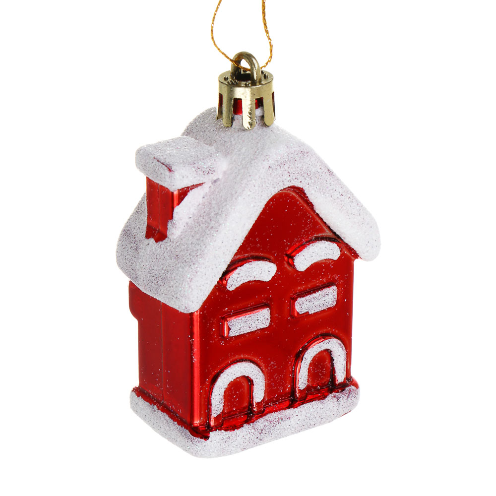 СНОУ БУМ Набор декоративных украшений "Домики" 2шт, 4,5x3x7,5см, пластик, арт.3, арт.№ 374-572