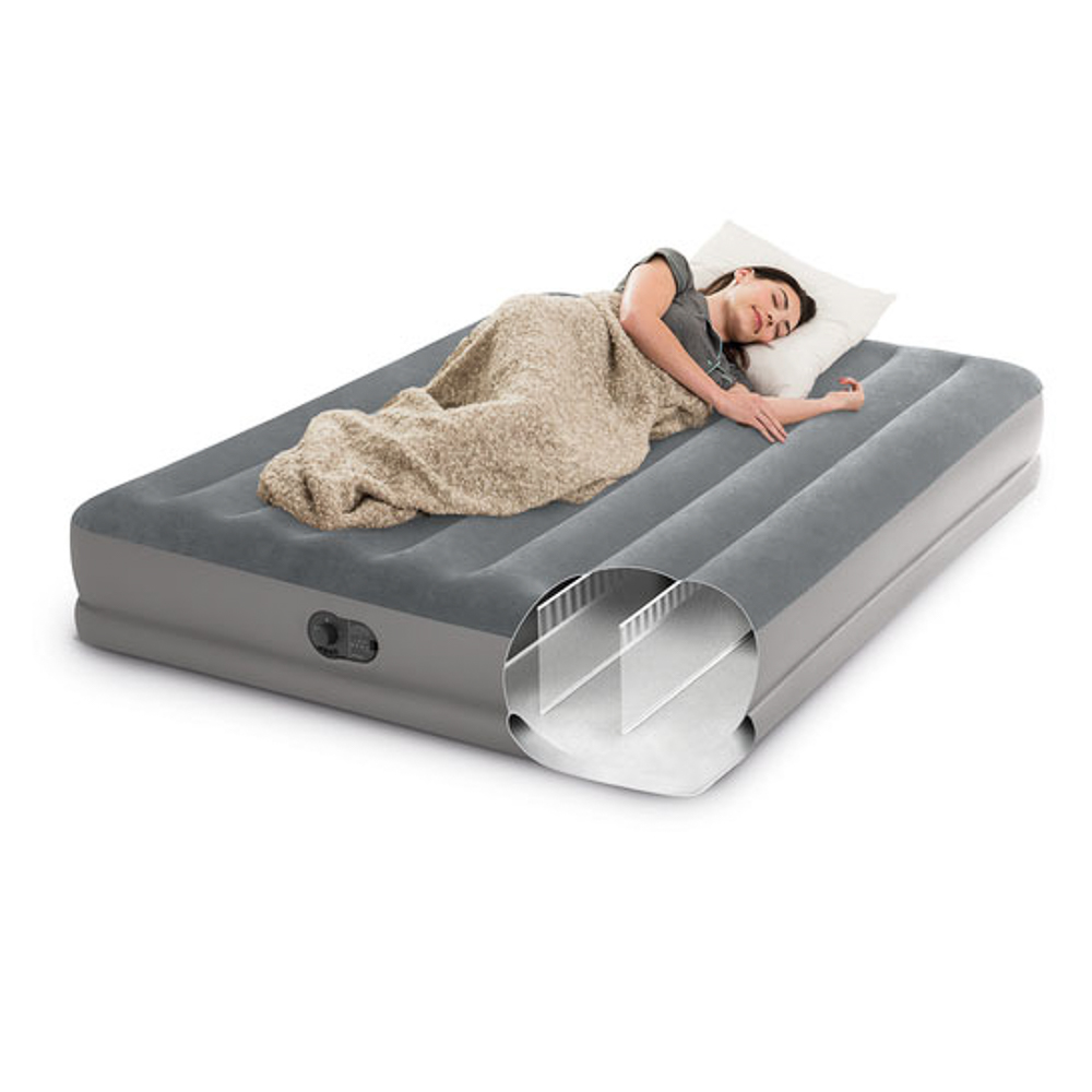 INTEX Кровать надувная QUEEN DURA-BEAM PRESTIGE с USB насосом, 152x203x30см, 64114, арт.№ 108-077