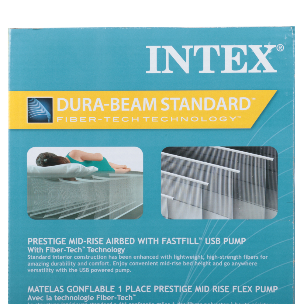 INTEX Кровать надувная QUEEN DURA-BEAM PRESTIGE с USB насосом, 152x203x30см, 64114, арт.№ 108-077