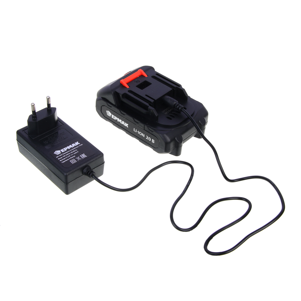 ЕРМАК Дрель-шуруповерт на АКБ 20В, 2,0А Li-ion (1шт), з/у, 0-550 об/мин, 30 H*m,подсветка (ONE), арт.№ 691-045