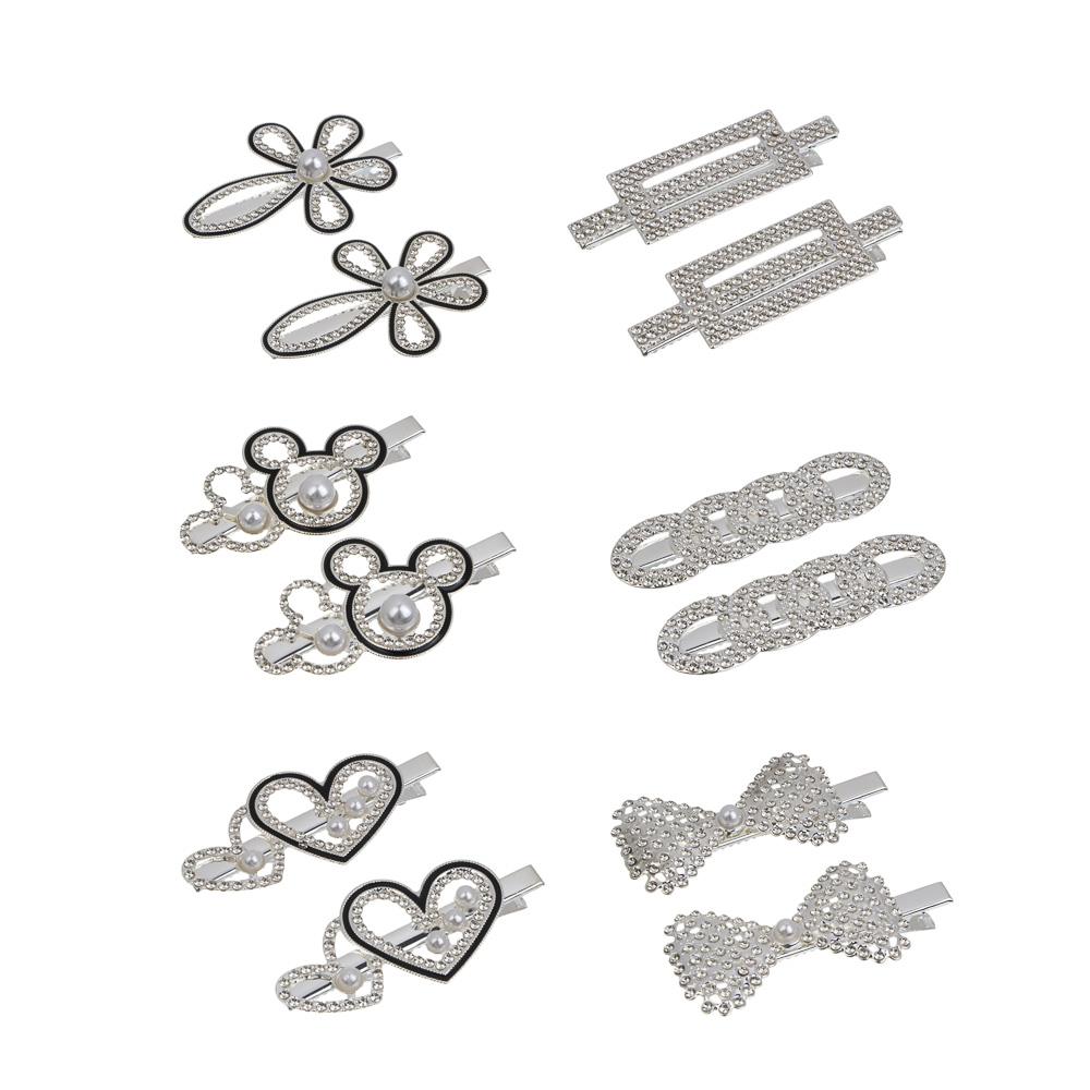 Зажим для волос со стразами 2шт, тм ЮНИLOOK, 6-7 см, металл, 6 дизайнов, #13, арт.№ 321-409