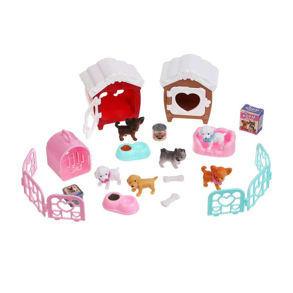 ИГРОЛЕНД Питомец с акс. "Дружок в будке" ABS, PP, 8х5х12 см, 6 диз., арт.№ 258-101