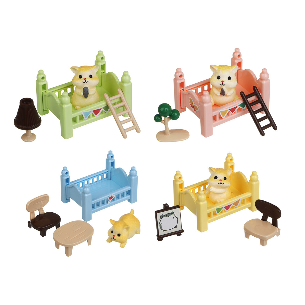 ИГРОЛЕНД Питомец с акс. "Хомяк в спальне",  ABS, PP, 8х5х12 см, 6 диз., арт.№ 258-102