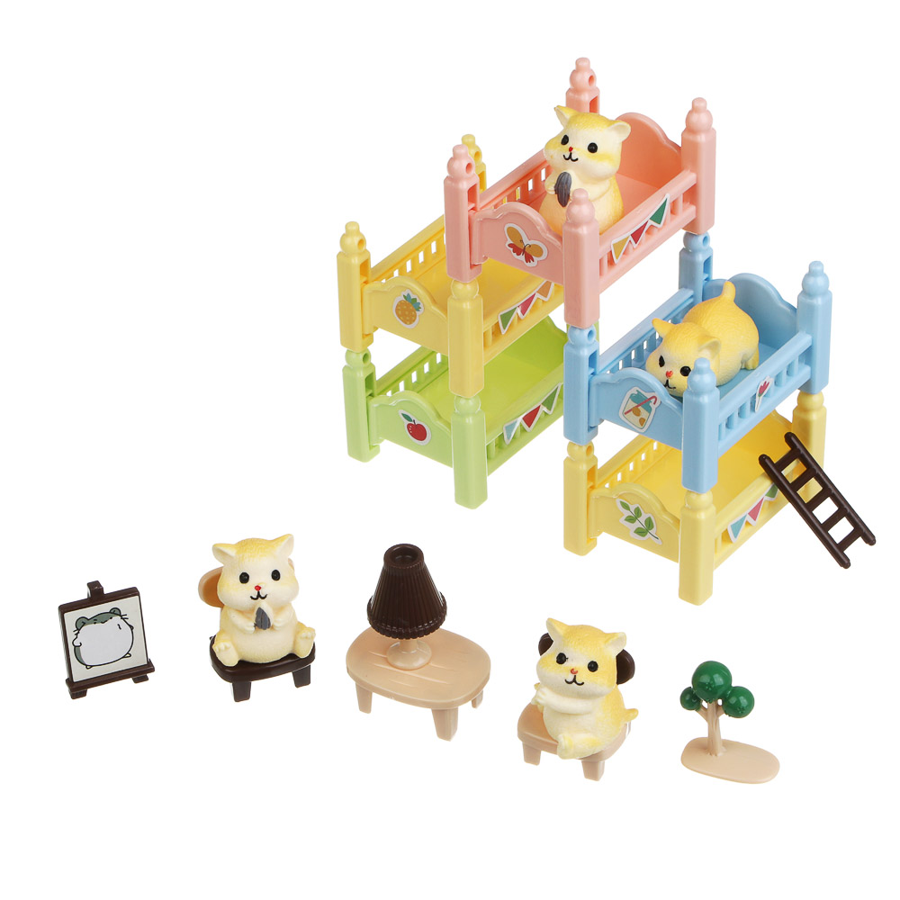 ИГРОЛЕНД Питомец с акс. "Хомяк в спальне",  ABS, PP, 8х5х12 см, 6 диз., арт.№ 258-102