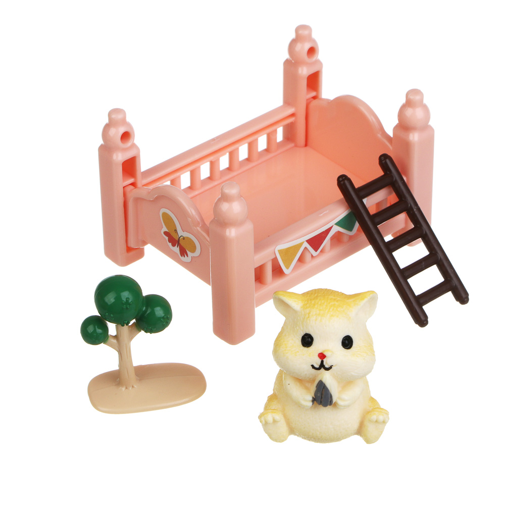 ИГРОЛЕНД Питомец с акс. "Хомяк в спальне",  ABS, PP, 8х5х12 см, 6 диз., арт.№ 258-102