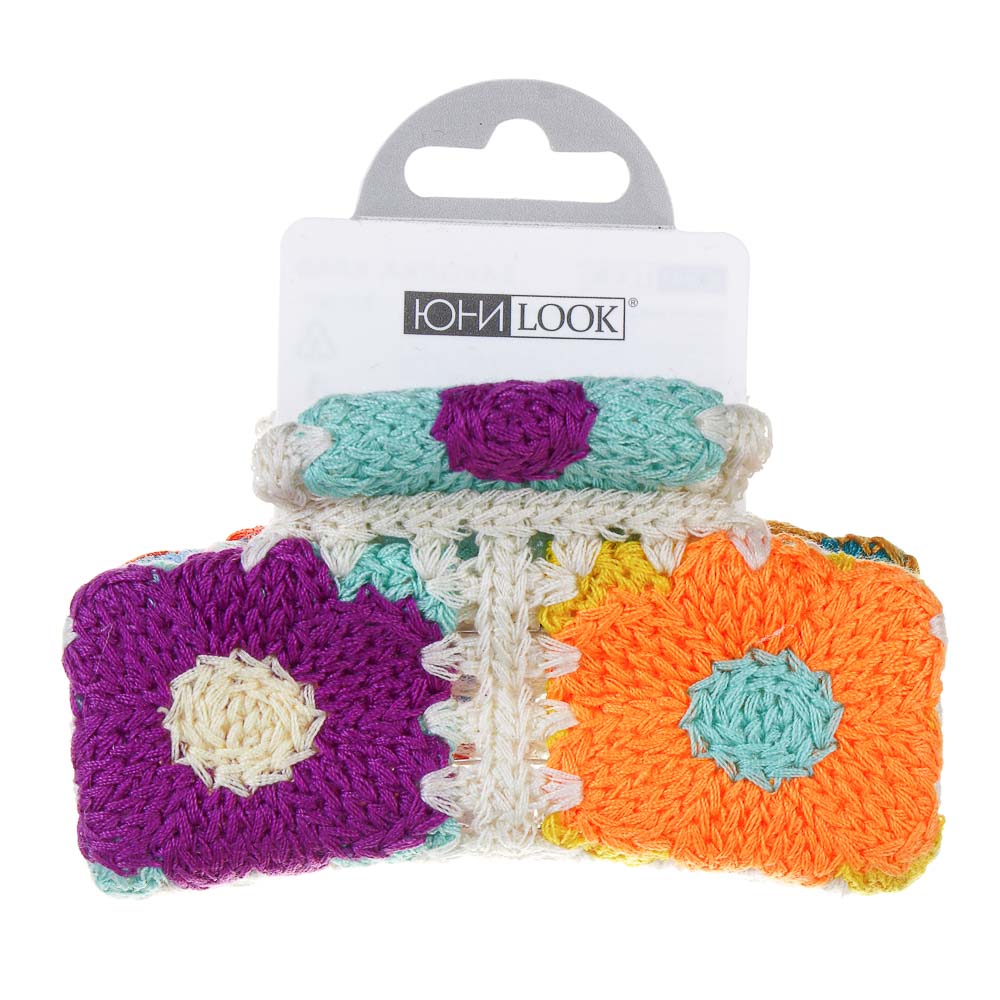 ЮНИLOOK Краб для волос, 8,5см, полиэстер, пластик, 3 дизайна, арт.№ 321-367