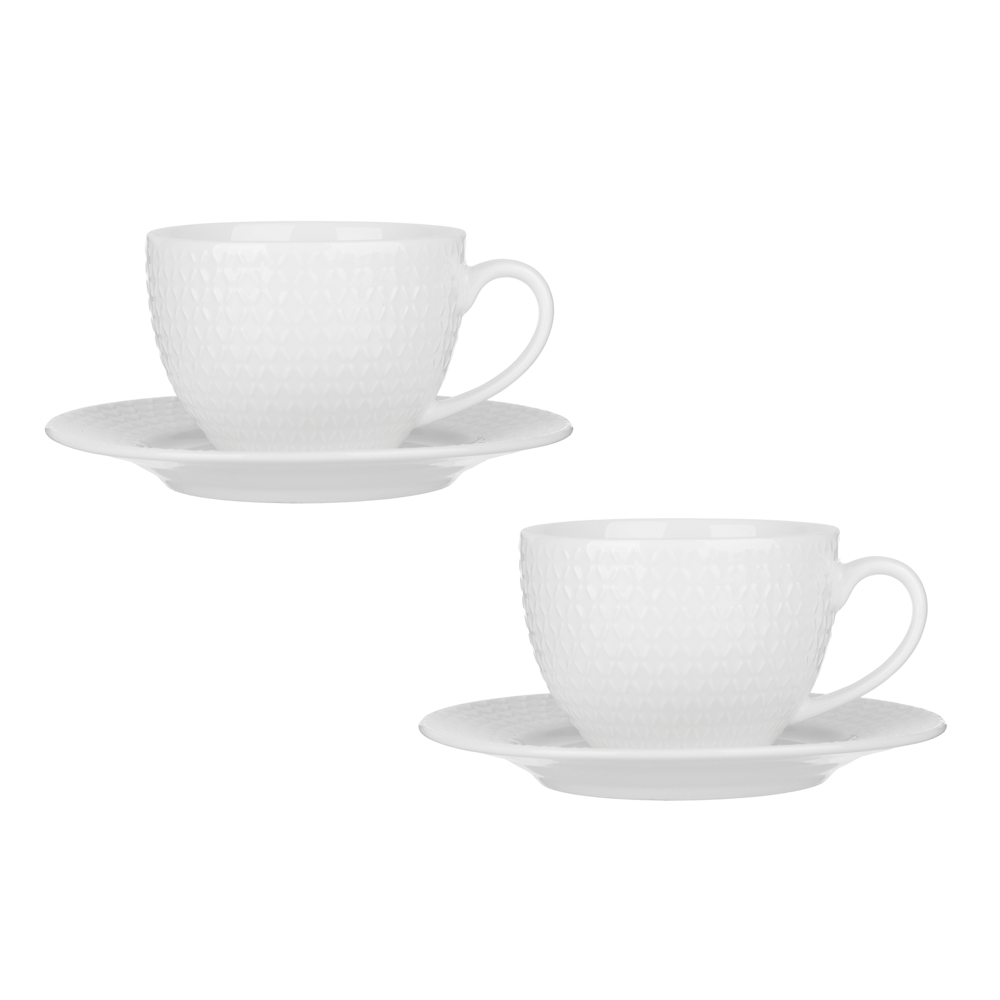 Набор чайный 4 пр., 260мл, MILLIMI, ромб белый, фарфор, арт.№ 802-558