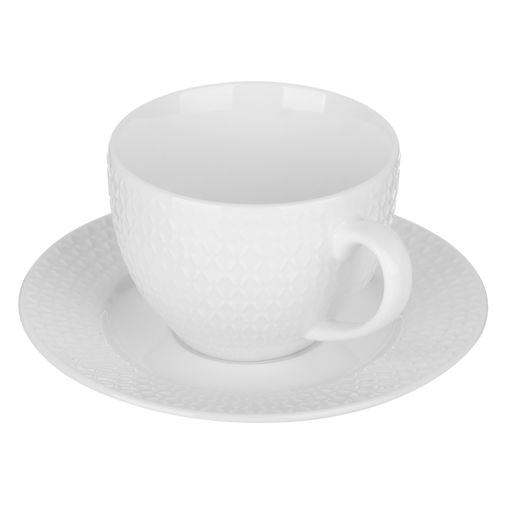 Набор чайный 4 пр., 260мл, MILLIMI, ромб белый, фарфор, арт.№ 802-558