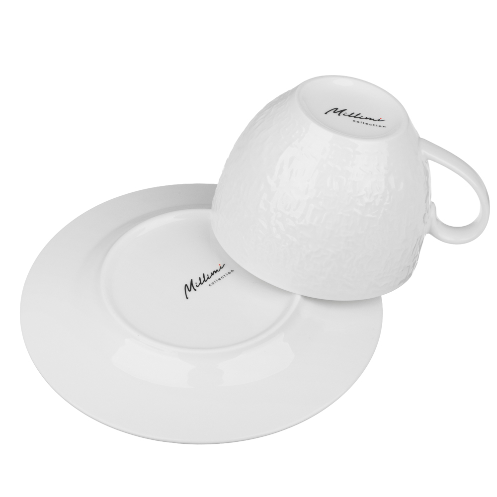 Набор чайный 2 пр., 275мл, MILLIMI, Узоры белые, фарфор, арт.№ 802-560