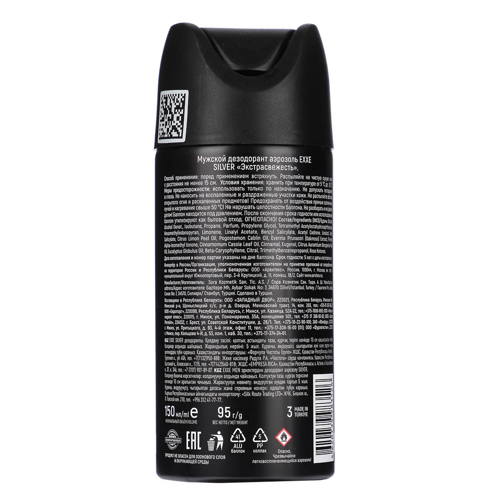 Дезодорант аэрозоль мужской EXXE MEN SILVER, 150мл, арт.№ 975-004