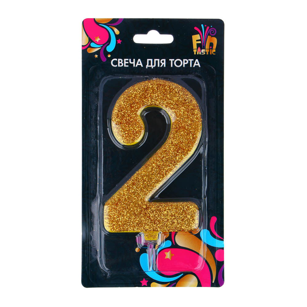 FNtastic Свеча для торта, цифра, гигант, 11 см, цвет золотой с блеском, (0-9), арт.№ 506-214