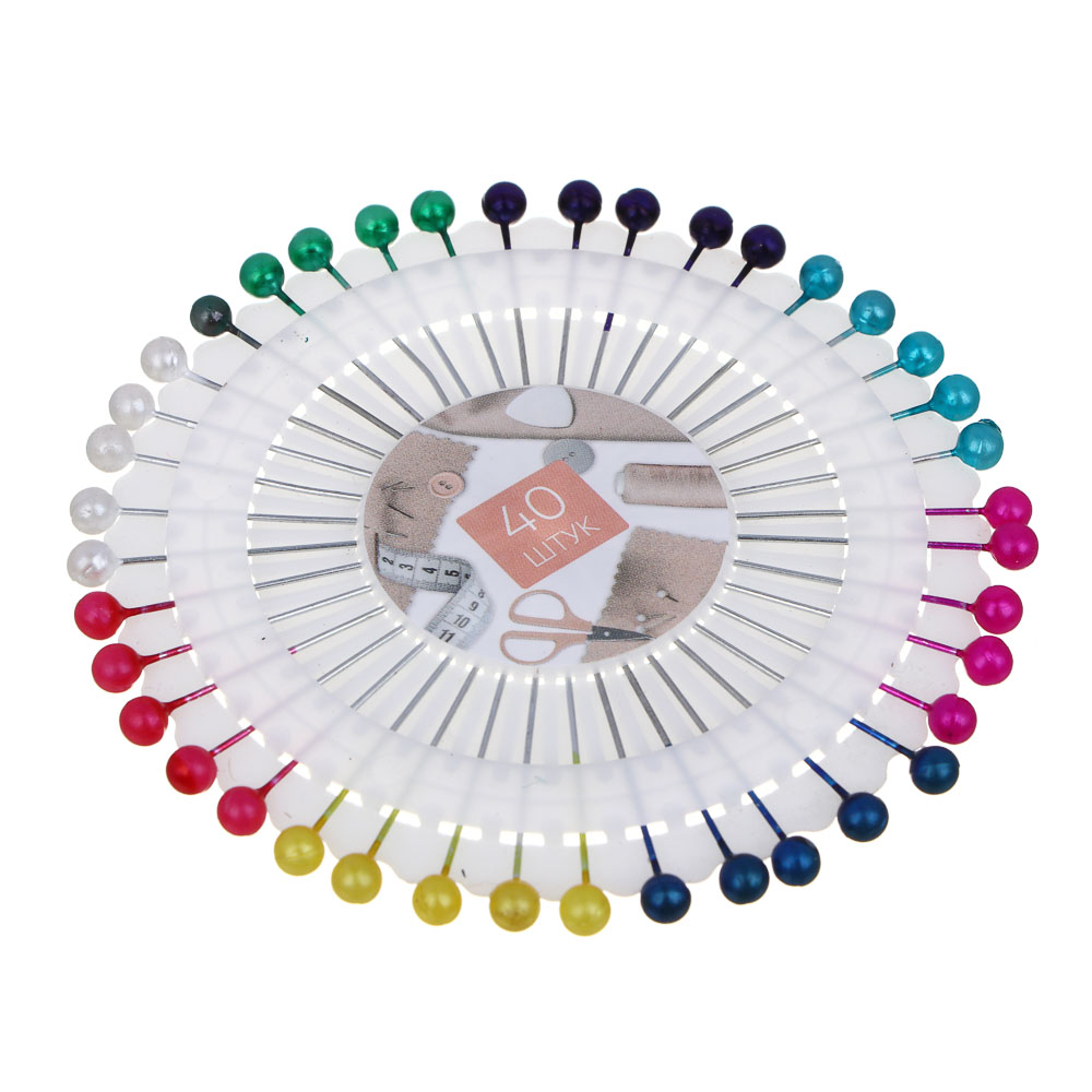 Булавки для закалывания 40игл, d8см, 3,8см шар, арт.№ 308-356