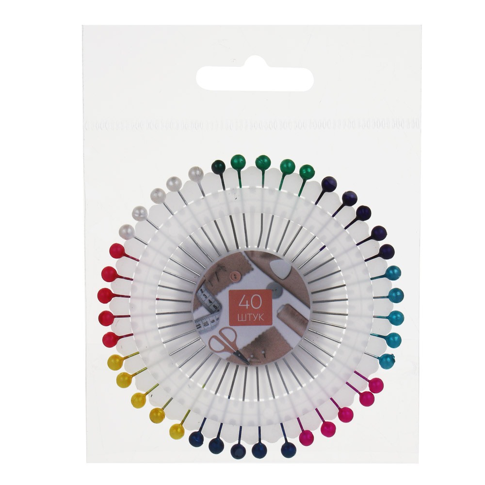 Булавки для закалывания 40игл, d8см, 3,8см шар, арт.№ 308-356