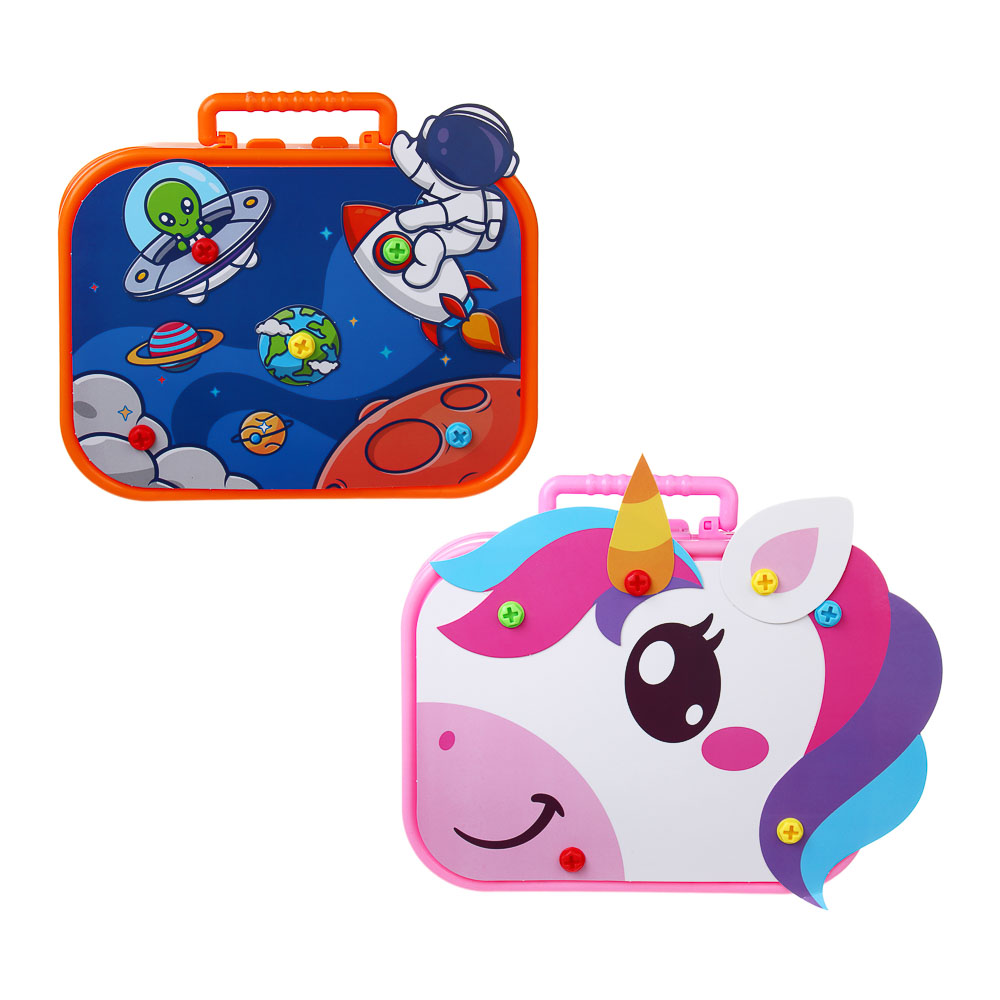 ИГРОЛЕНД Конструктор с шуруповёртом в чемоданчике "Шурупики", РР, ABS, 24,5х7,5х18,5см, 2 дизайна, арт.№ 859-100