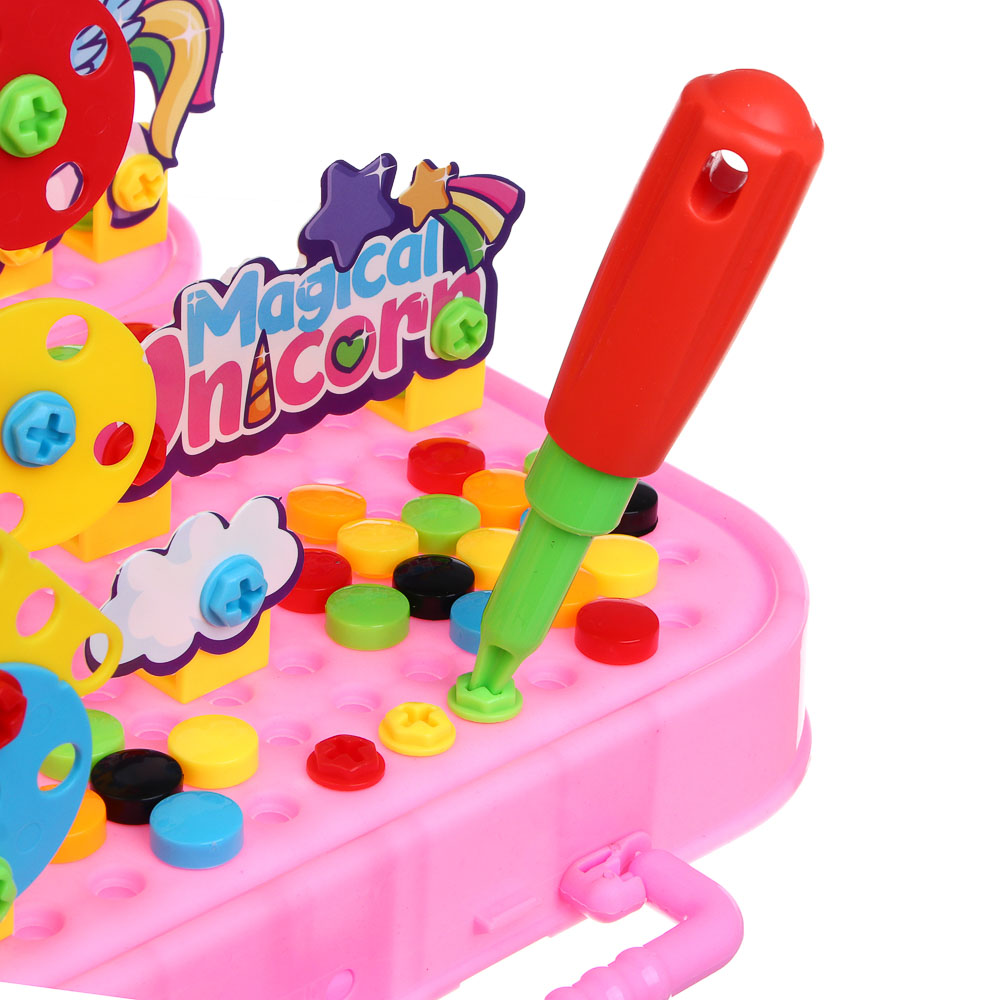 ИГРОЛЕНД Конструктор с шуруповёртом в чемоданчике "Шурупики", РР, ABS, 24,5х7,5х18,5см, 2 дизайна, арт.№ 859-100