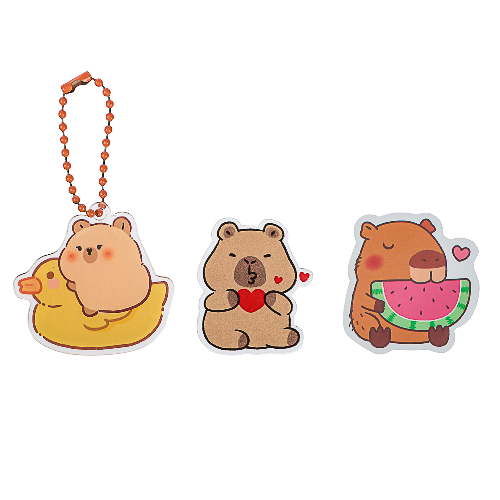 ИГРОЛЕНД Игрушка-сюрприз "Капибара" (брелок, значок, стикер), акрил, 9х11см, арт.№ 295-003