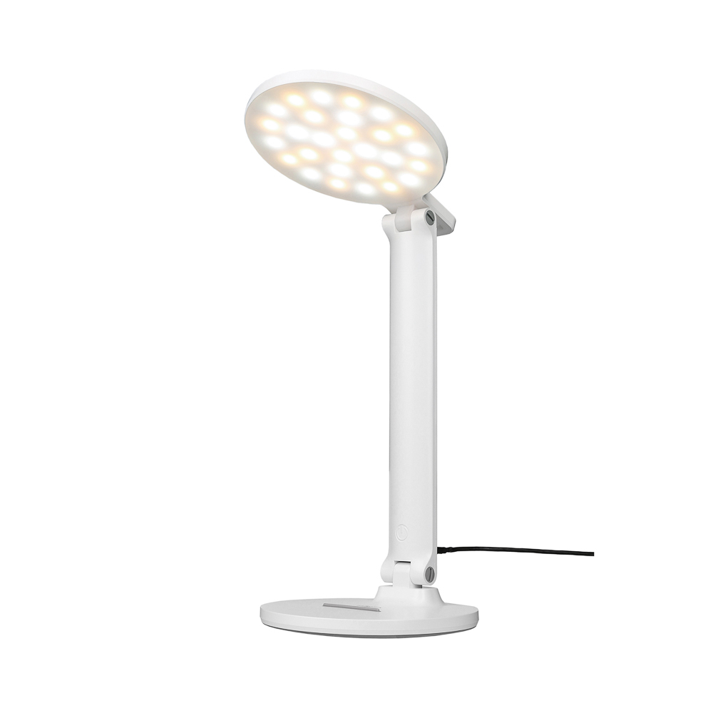 Лампа настольная складная FORZA, 28LED, питание USB, 7Вт, 500Лм, кабель 1.5м, диммер, пластик, белая, арт.№ 476-385