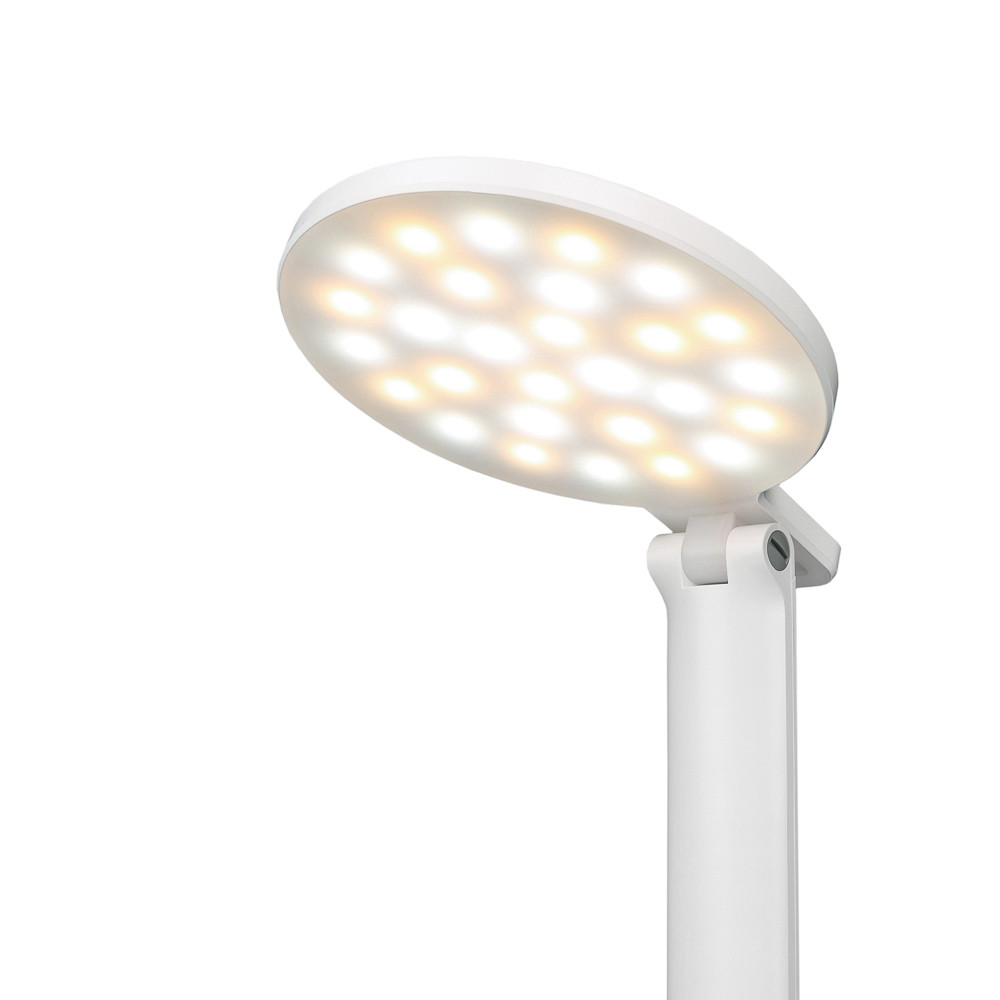 Лампа настольная складная FORZA, 28LED, питание USB, 7Вт, 500Лм, кабель 1.5м, диммер, пластик, белая, арт.№ 476-385