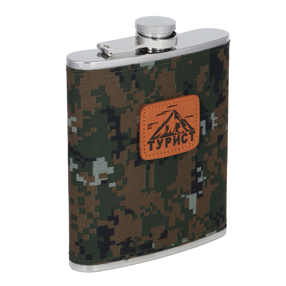 РУССО ТУРИСТО Набор походный ТУРИСТ, фляга, 2 стопки, вилка, ложка, нерж.сталь, арт.№ 123-001