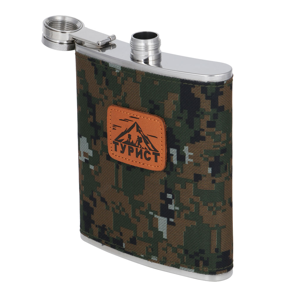 РУССО ТУРИСТО Набор походный ТУРИСТ, фляга, 2 стопки, вилка, ложка, нерж.сталь, арт.№ 123-001