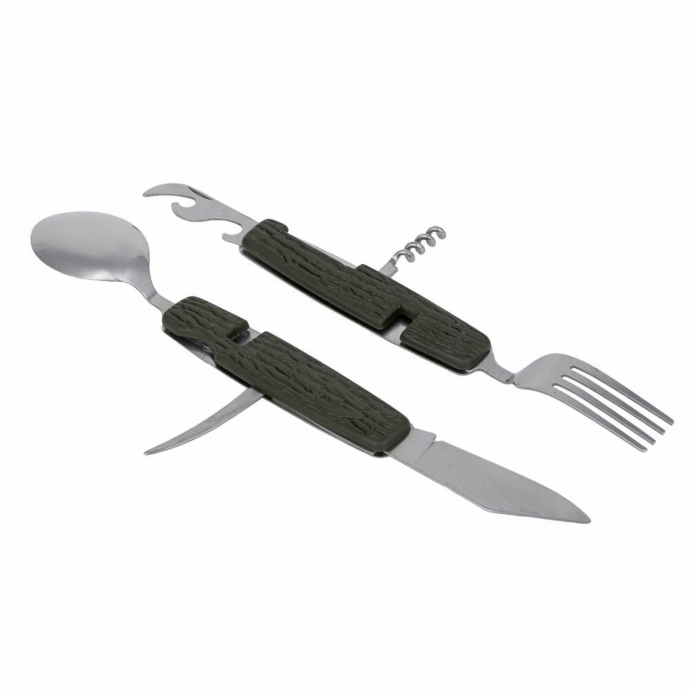 РУССО ТУРИСТО Набор походный ТУРИСТ, фляга, 2 стопки, вилка, ложка, нерж.сталь, арт.№ 123-001