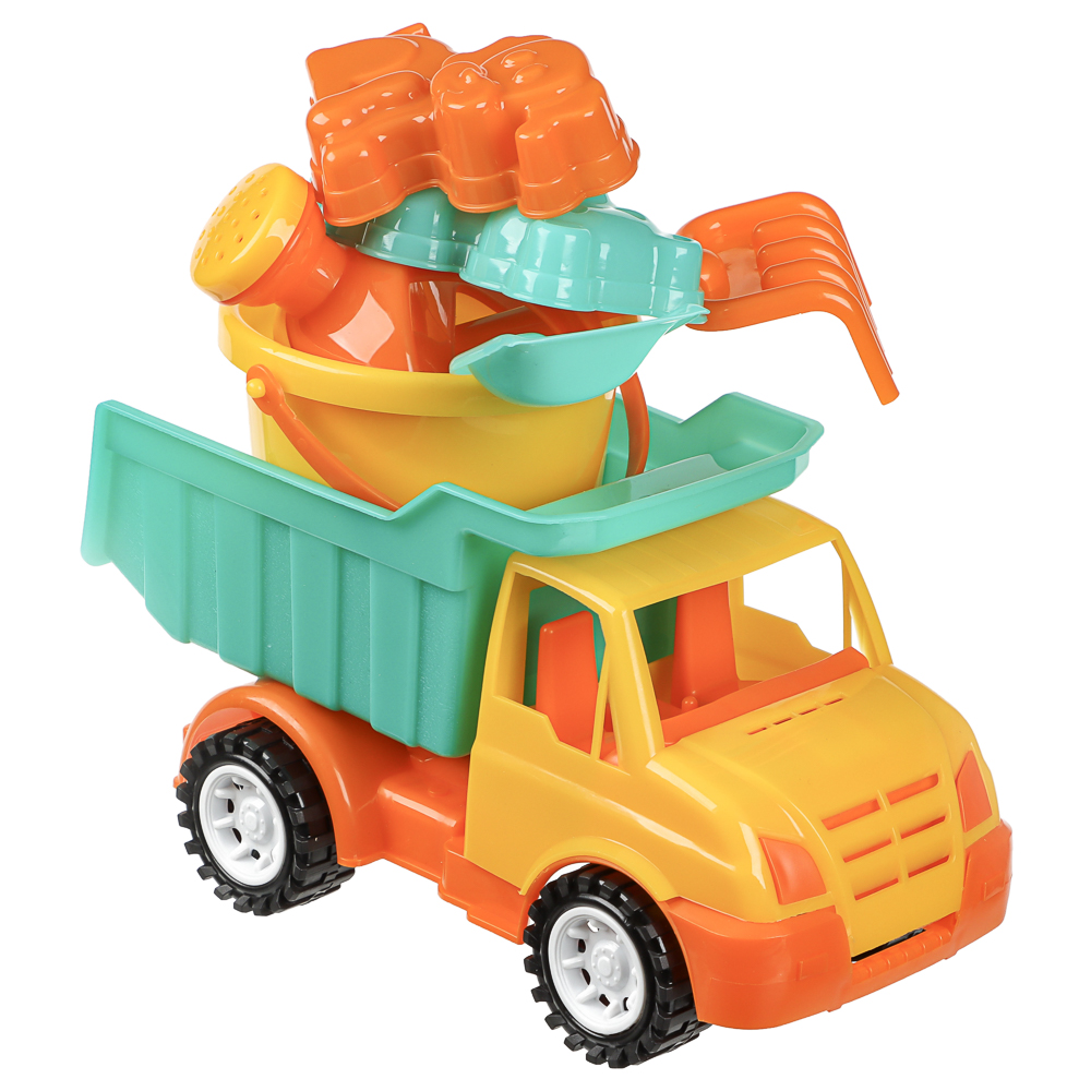 Набор для игр в песке "Машинка-грузовик", ИГРОЛЕНД, 7 предметов, пластик, для детей 3+, арт.№ 430-135