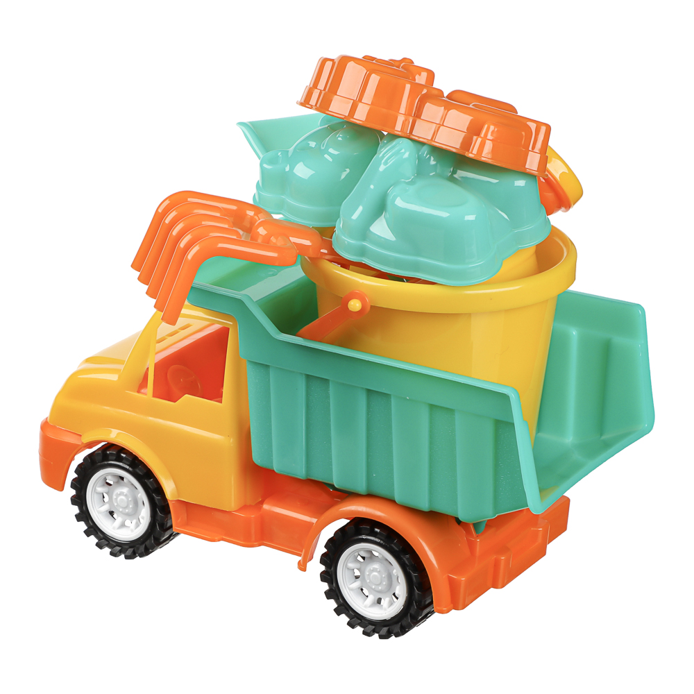 Набор для игр в песке "Машинка-грузовик", ИГРОЛЕНД, 7 предметов, пластик, для детей 3+, арт.№ 430-135