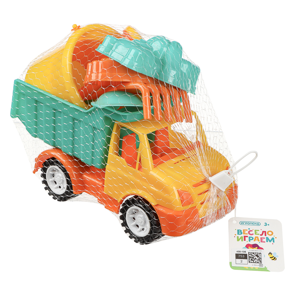 Набор для игр в песке "Машинка-грузовик", ИГРОЛЕНД, 7 предметов, пластик, для детей 3+, арт.№ 430-135