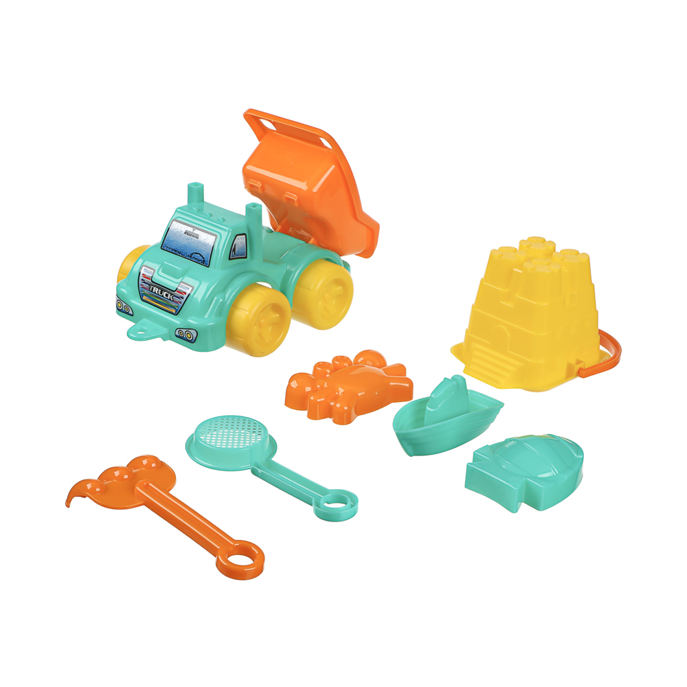 Набор для игр в песке "Машинка-грузовик", ИГРОЛЕНД, 7 предметов, пластик, для детей 3+, арт.№ 430-135