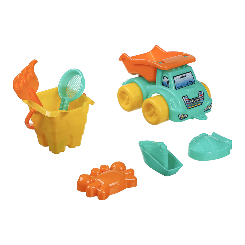 Набор для игр в песке "Машинка-грузовик", ИГРОЛЕНД, 7 предметов, пластик, для детей 3+, арт.№ 430-135