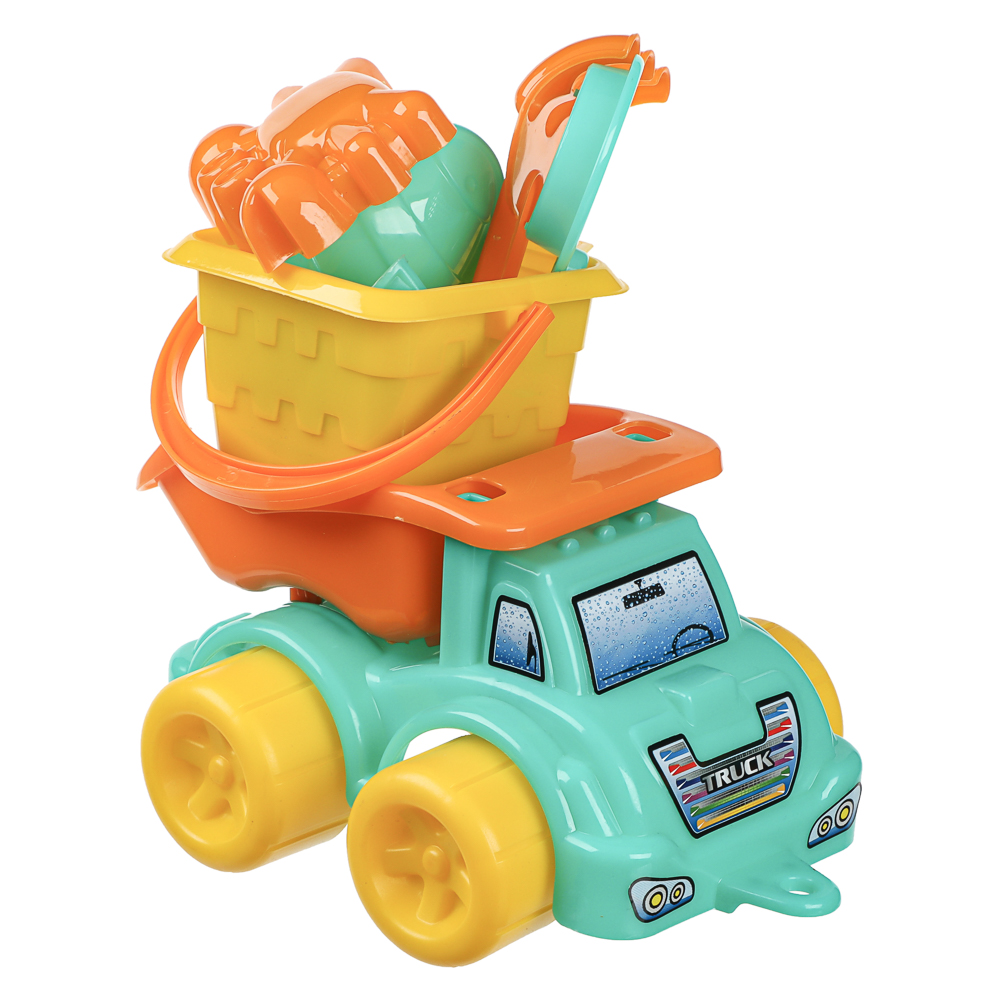 Набор для игр в песке "Машинка-грузовик", ИГРОЛЕНД, 7 предметов, пластик, для детей 3+, арт.№ 430-135