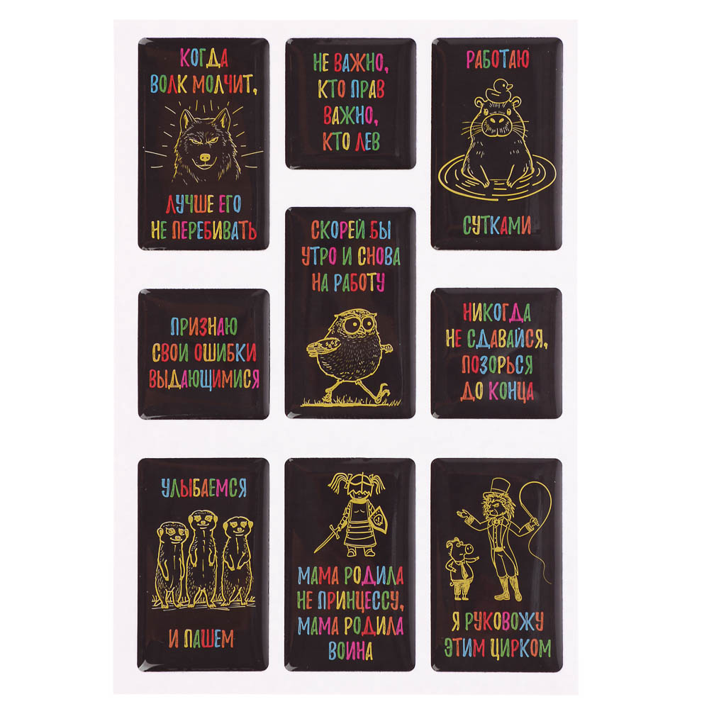 Наклейки эпоксидные Фразы 4 в ассортименте, арт.№ 503-570