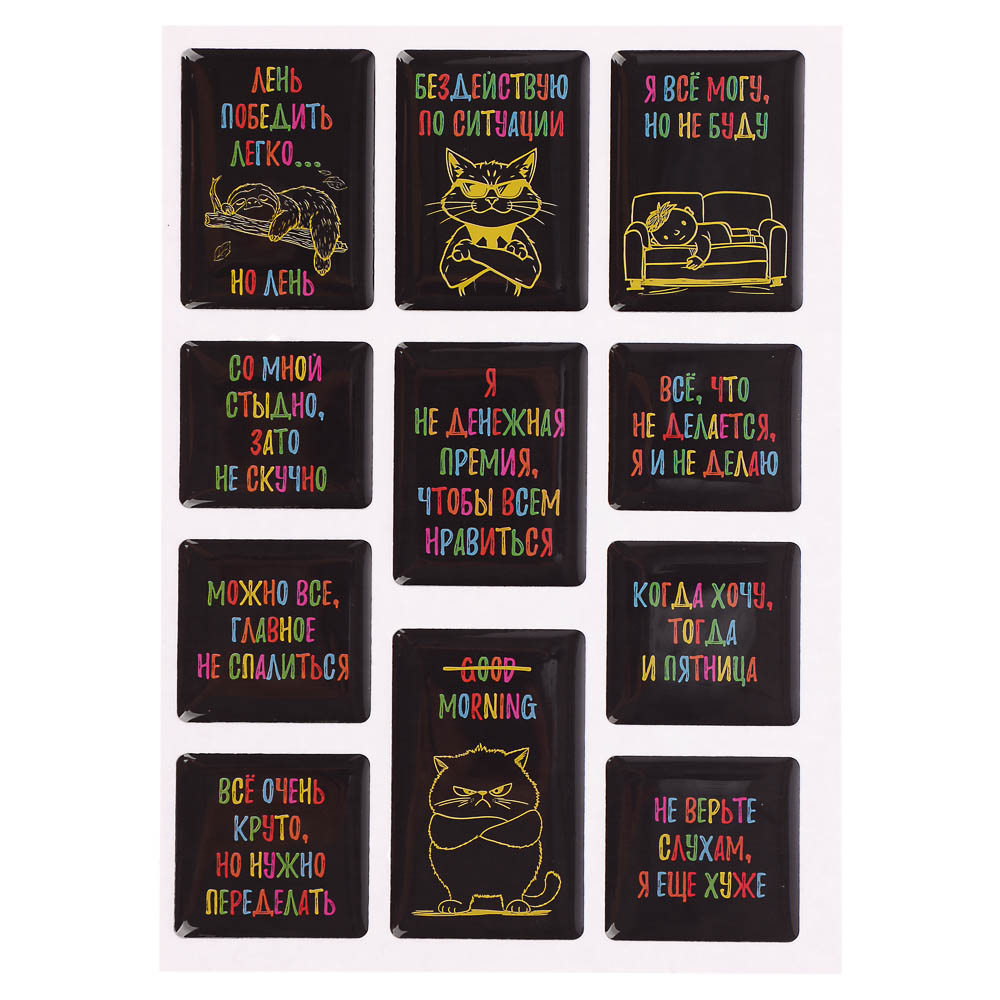 Наклейки эпоксидные Фразы 4 в ассортименте, арт.№ 503-570