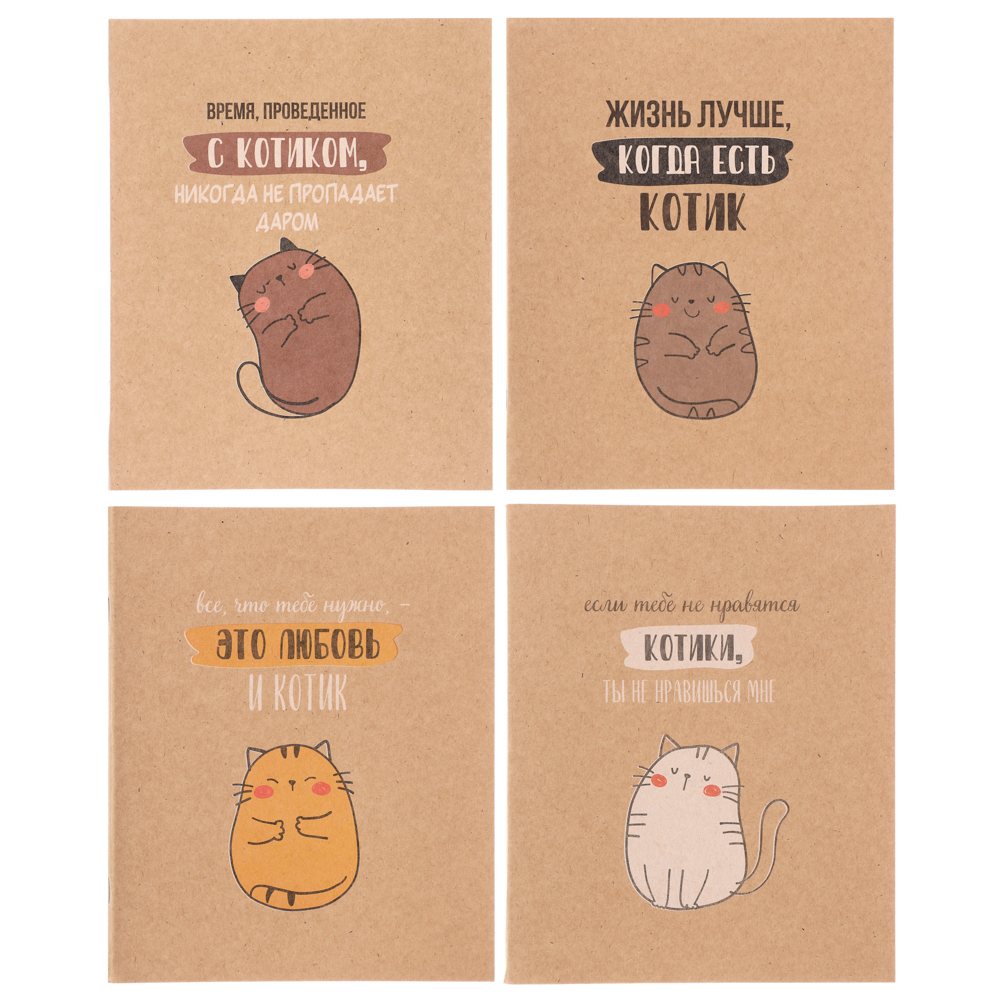 Тетрадь 48 л. в клетку ClipStudio, офсет, обл. мел.картон, скрепка, крафт, 4 дизайна, арт.№ 578-167