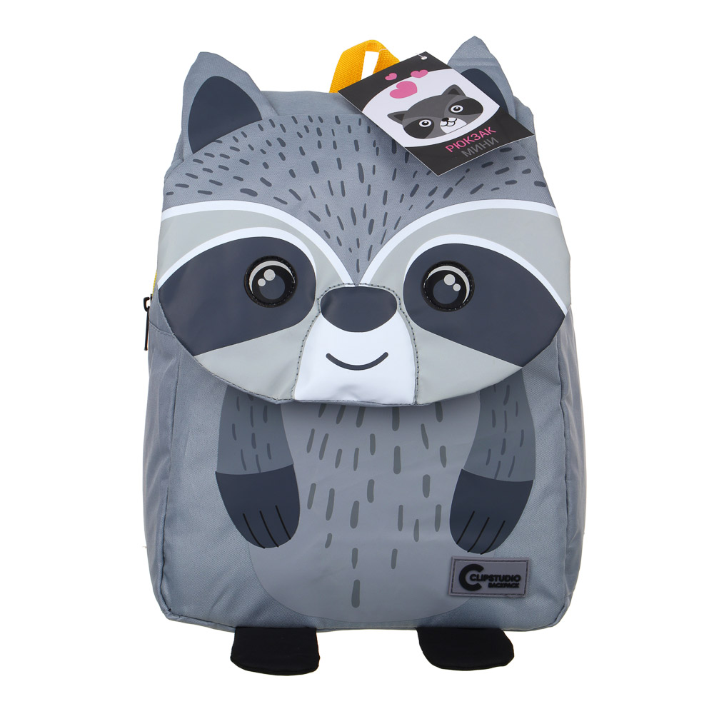 Рюкзак мини в форме енота, 34х27х11см, 1 отделение на молнии, клапан на липучке, ПЭ, арт.№ 254-693