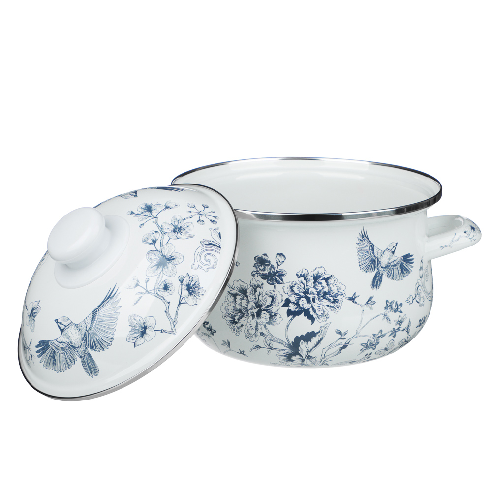 Кастрюля эмалированная тм VETTA Флорал, 18см, 2л, индукция, арт.№ 894-570