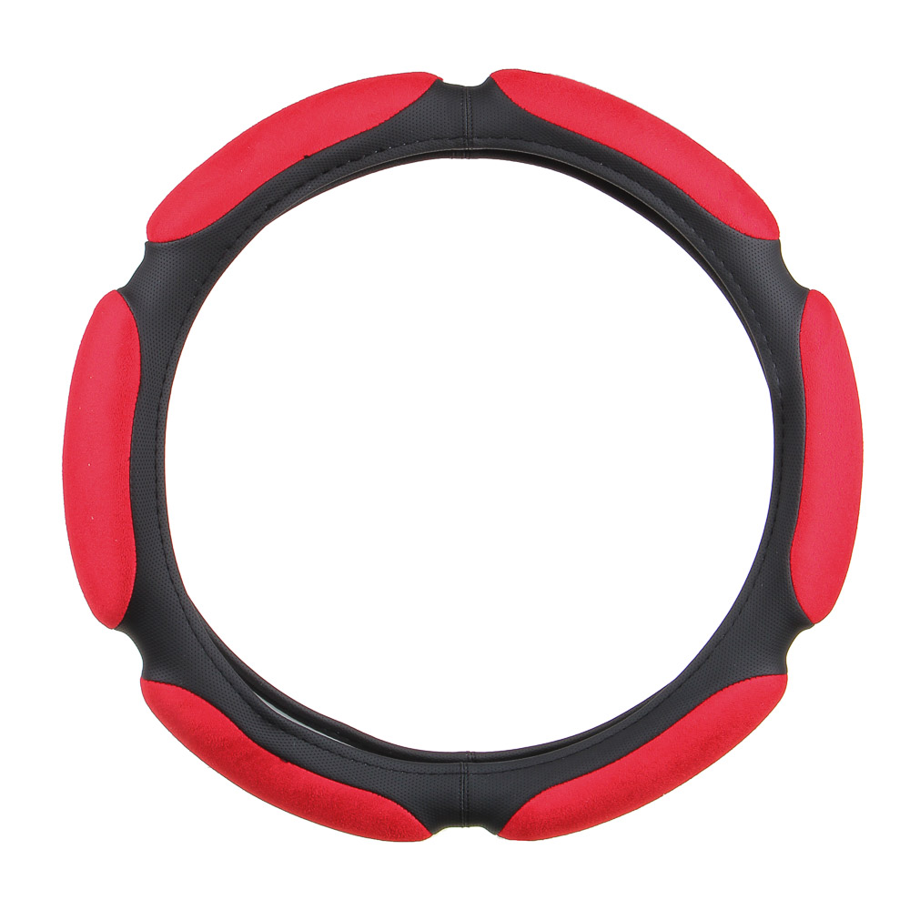 ЕРМАК Оплетка руля, спонж, 6 подушек, красный, разм. (М), арт.№ 708-126