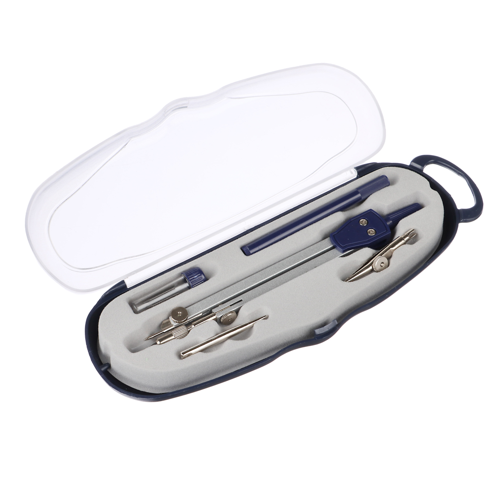 Набор чертежный 5 предметов (циркуль 11,5см, грифели, рейсфедер, центр, ручка) в пластиковом футляре, арт.№ 629-002