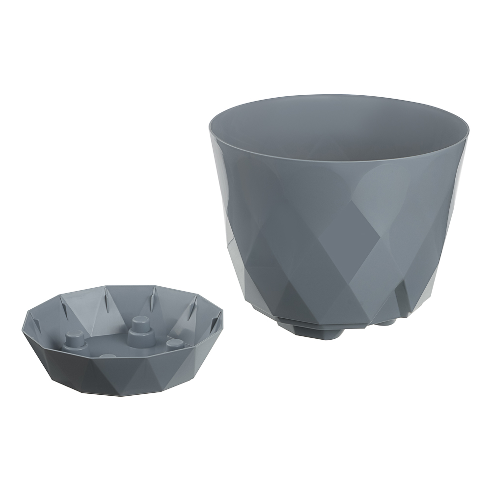 Горшок для цветов Laurel D220 мм, 4.5 л с поддоном, серый, арт.№ 164-424