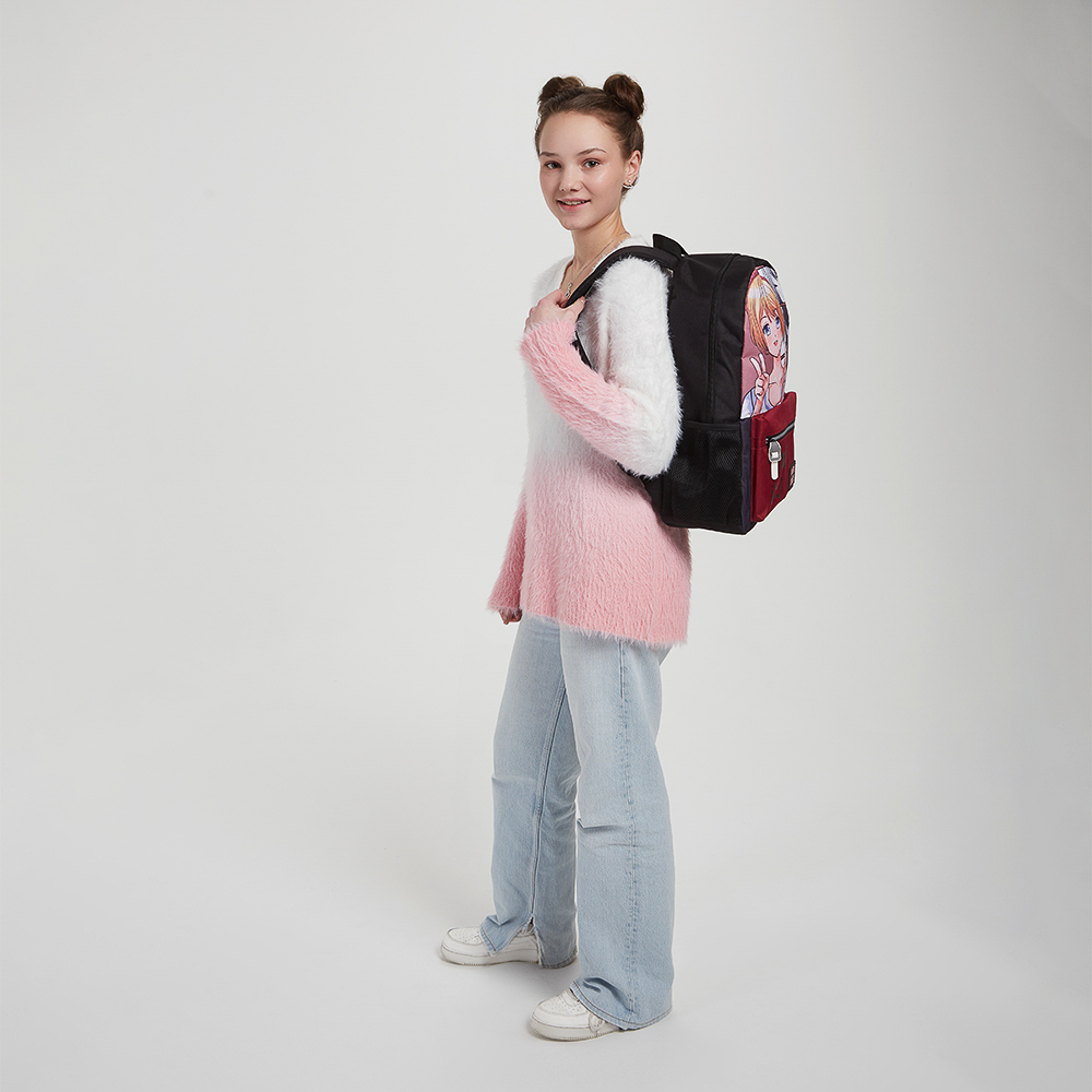 Японский стиль Рюкзак подростковый 43,5х29х13,5см, 1 отд., 3 карм., ПЭ, нашивка и пулеры из силикона, арт.№ 577-003