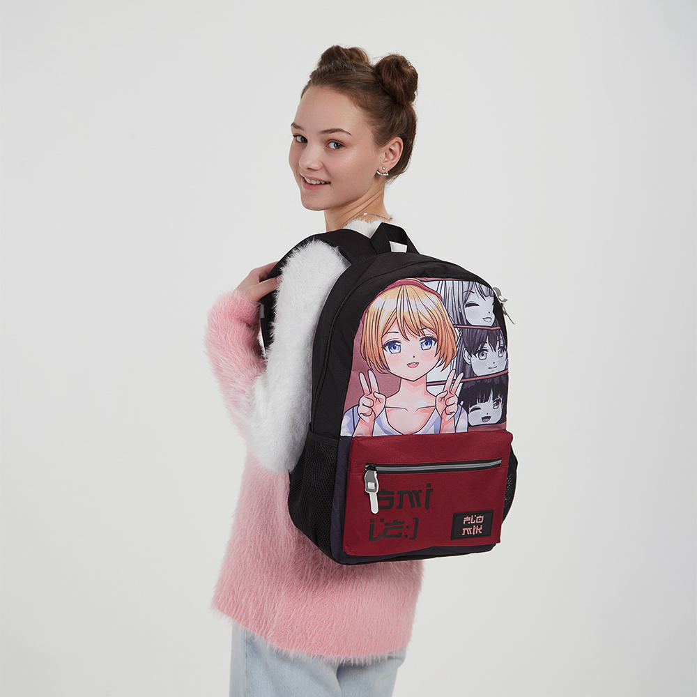 Японский стиль Рюкзак подростковый 43,5х29х13,5см, 1 отд., 3 карм., ПЭ, нашивка и пулеры из силикона, арт.№ 577-003