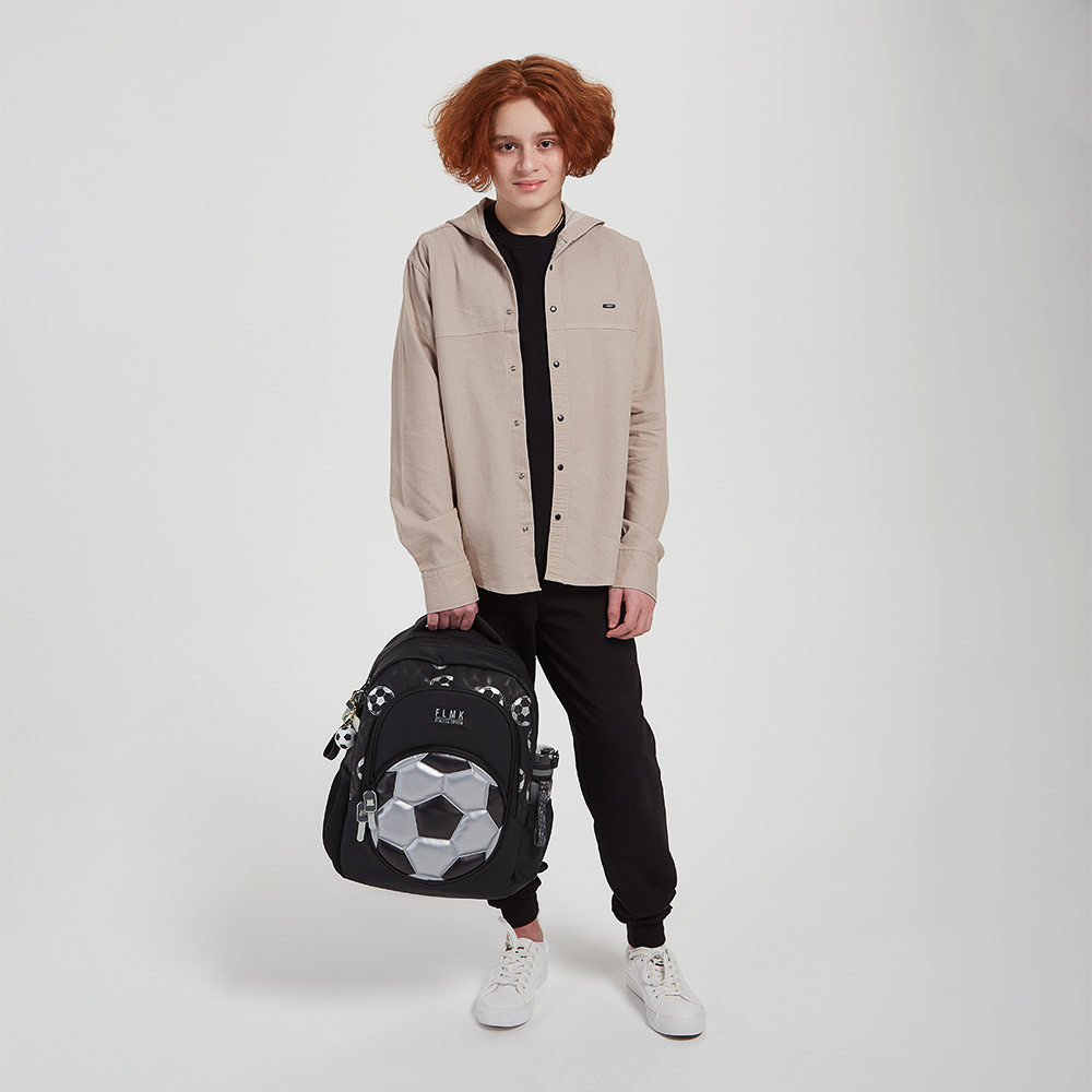 Серебряный Мяч Рюкзак подростковый 41х31х13см, 2 отд., 3 карм, ручка, прорезин.нейлон, отд.иск.кожей, арт.№ 577-004