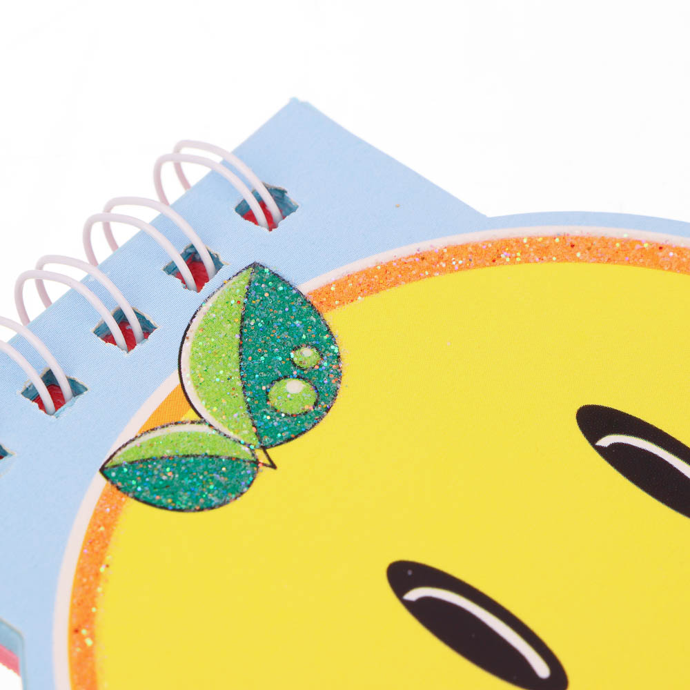 Записная книжка фигурная 9,5х8,5см, 40 листов, в форме смайлика, спираль, 4 дизайна, арт.№ 557-062