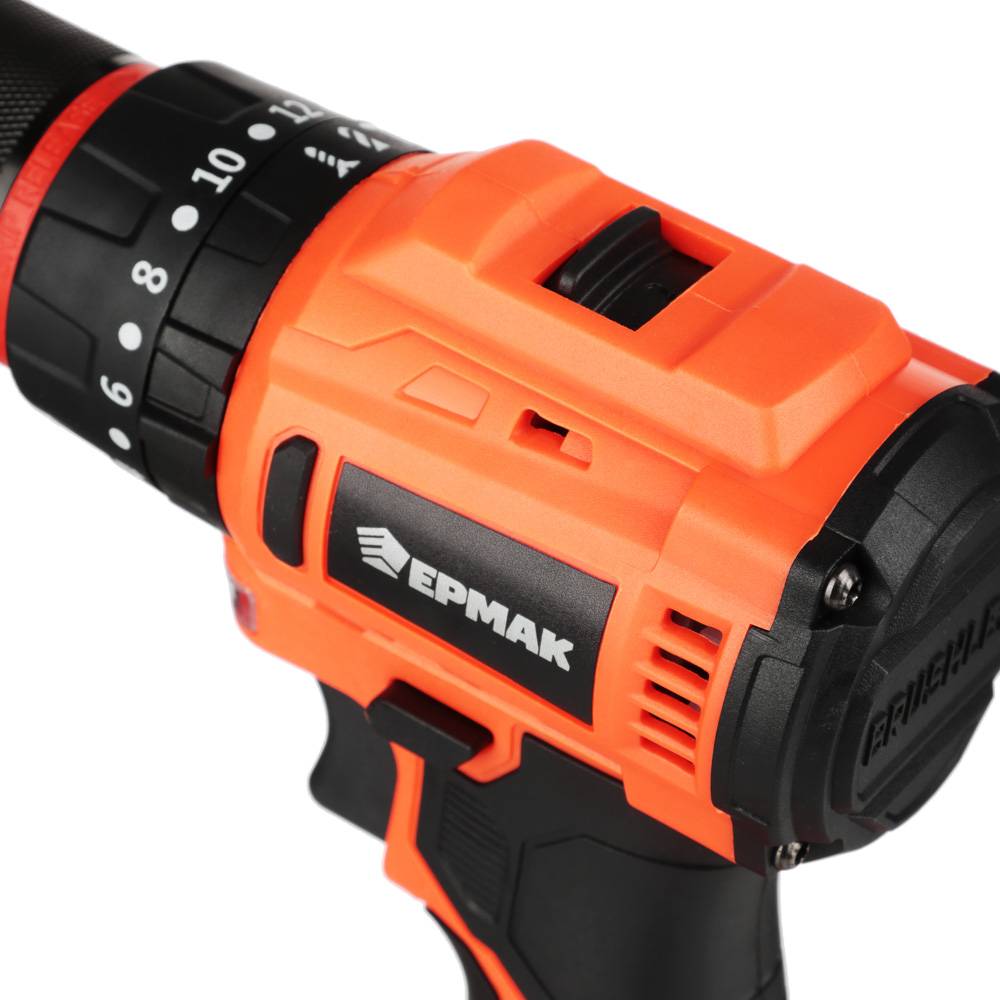 ЕРМАК Дрель-шуруповерт на АКБ, Бесщет., удар, 20В-2,0А Li-ion (1шт), з/у, мет.патр,45H*m, (ONE), арт.№ 691-050