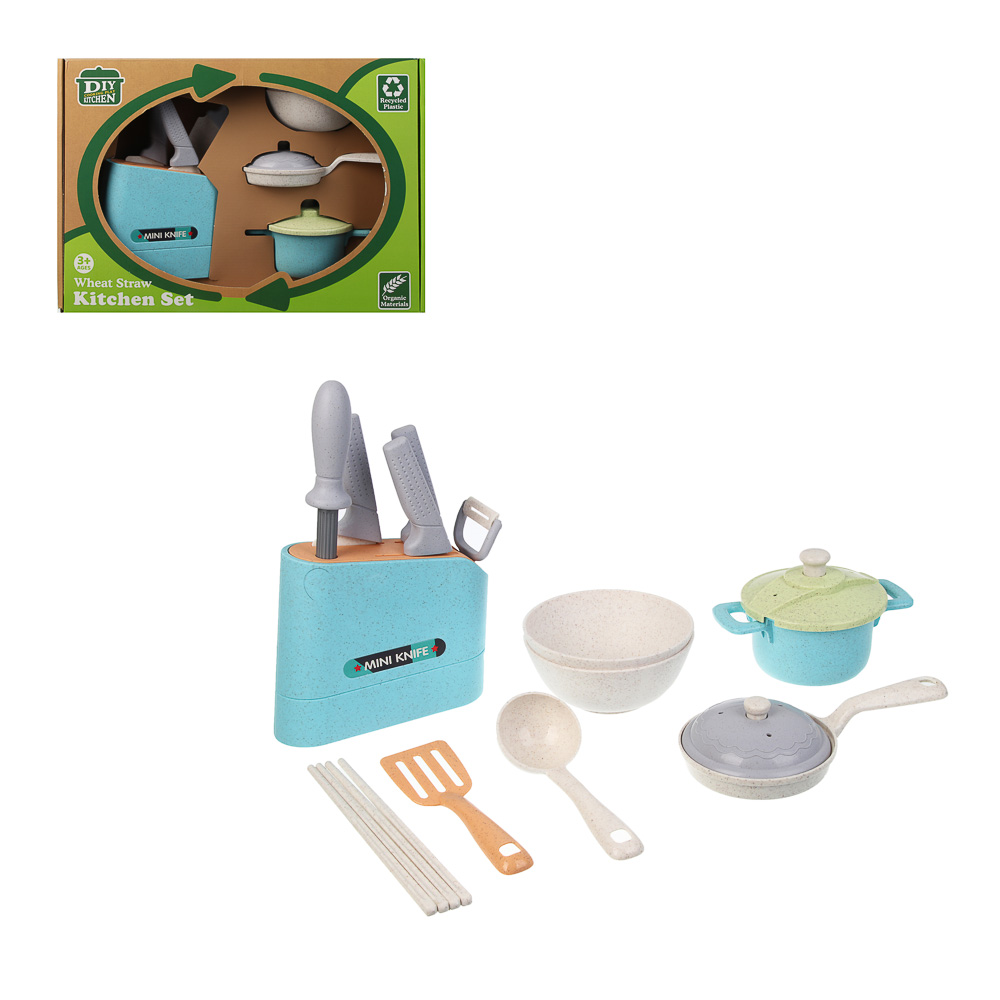 ИГРОЛЕНД Игровой набор посуды "Экопластик", 18 предметов, пластик, 34,5х11х24 см, арт.№ 294-239