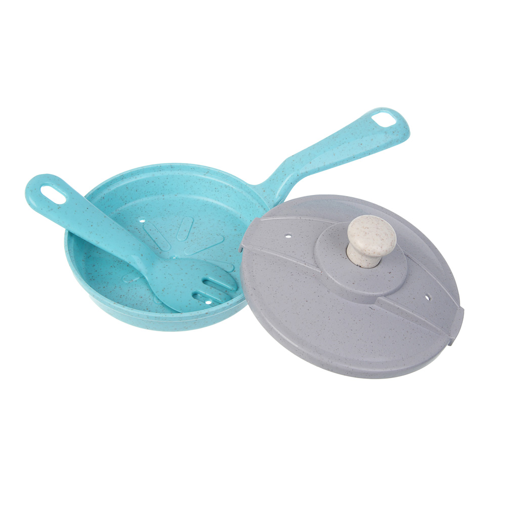 ИГРОЛЕНД Игровой набор посуды "Экопластик", 14 предметов, пластик, 37х7х39,5 см, арт.№ 294-228