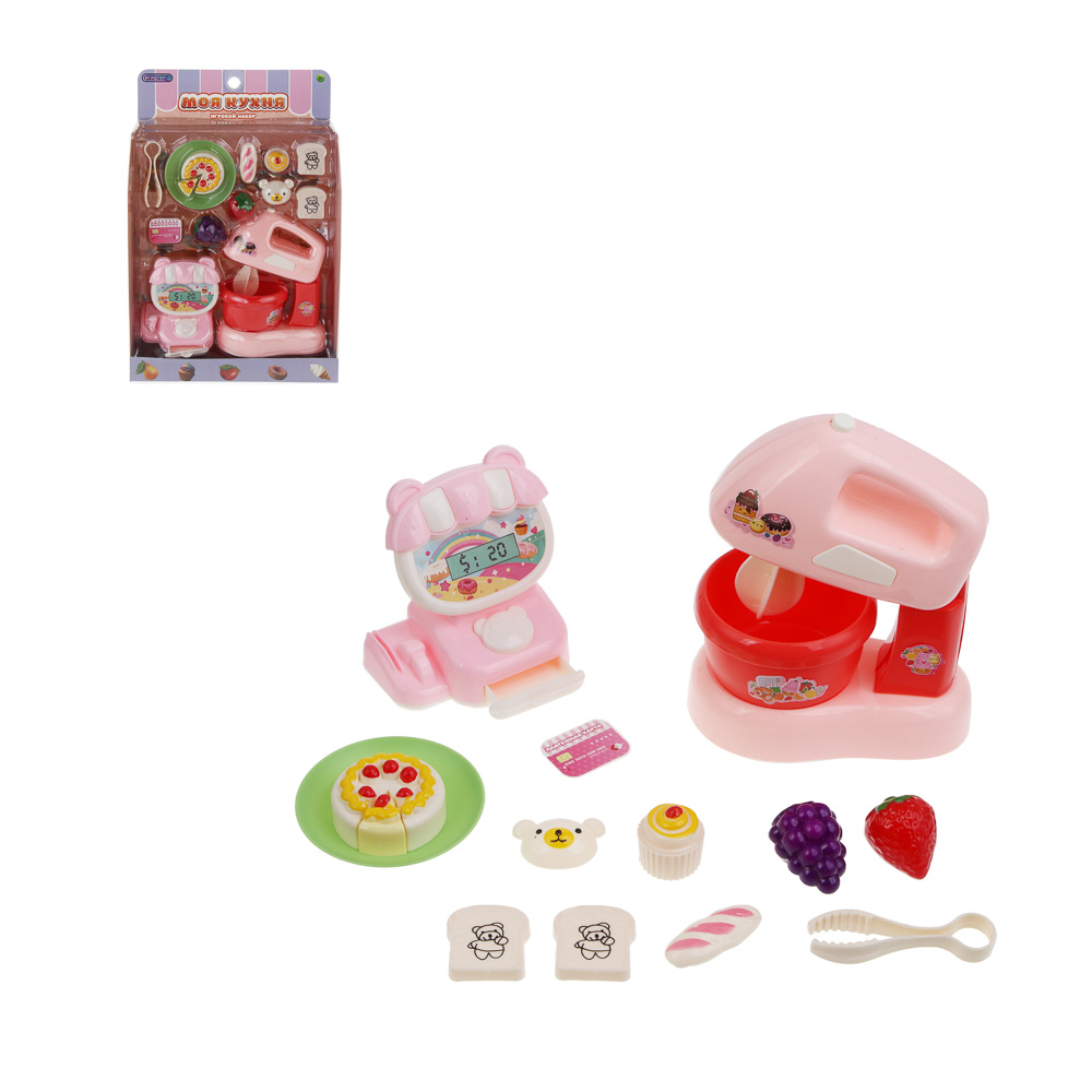 ИГРОЛЕНД Игровой набор посуды и продуктов "Моя кухня", пластик, 20,5х7,5х30,5 см, 4 диз, арт.№ 294-230